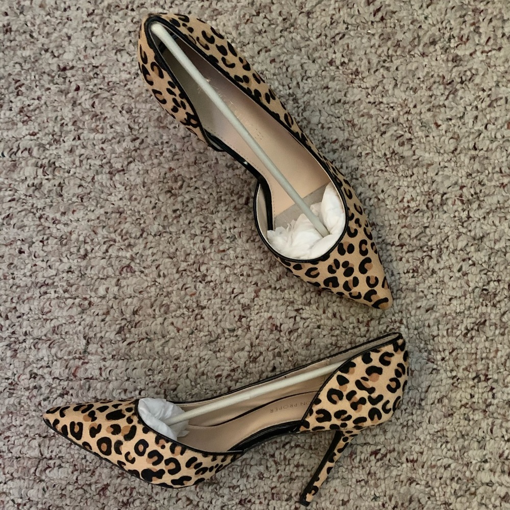 High heel leopard hair shoes